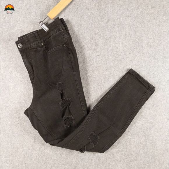 Torrid Bombshell Skinny Jeans Black Distressed Premium Stretch Women's Size 14S - Picture 1 of 12